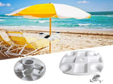 Outdoor Umbrella Table with 4 Cup Holders and 4 Snack Compartments Plastic Tray for Garden V1294-YM0721-10222088