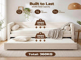 Artiss Single Daybed with Trundle, Boucle Upholstered Bed Frame Guest Bed BFRAME-I-DUET-S-WH-AB