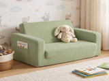 Artiss 2-in-1 Sofa Foam Couch with Side Pocket Light Green SBED-M-FLOOR-KIDS-GN