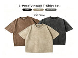 Three Pack PreWashed Heavy Retro Cotton TShirt Unisex Value Set Wonderful Christmas Holiday V1221-XM-LB5390-ZS186
