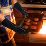 Leather Welding Gloves 932&degF High Temperature Work Gloves For Welding Bbq Kitchen Baking Oven V1188-MS-227-1896