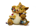Cat and Dwarf Statue Sitting Cat Decor Figurine Resin Animal Ornament for Home Courtyard Landscape V1294-YM0901-3111240166911