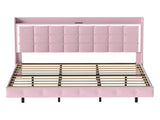 Levede King Floating Bed Frame LED Headboard USB Pink BF1062-K