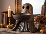 Halloween Ghost Statue with PumpkinShaped Candy Bowl, Vintage GoldTone LED LightUp BlowMolded V1366-AZ2-W-24875