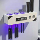 Smart UV Sterilizer Toothbrush Holder USB Charging ABS Material Hot Air Dry No-Drill Wall Mounted V1232-YSJ-UV-002