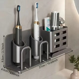 2nd Gen Space Aluminum Toothbrush Holder Drill-Free, Large-Capacity Storage, Water-Draining & V1232-YSJ-JH-002