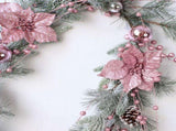 Artificial Xmas Decor Flower and Pine Needles Artificial Xmas Hanging Decor for Home Rattan V1294-YM0901-240926HL05-3