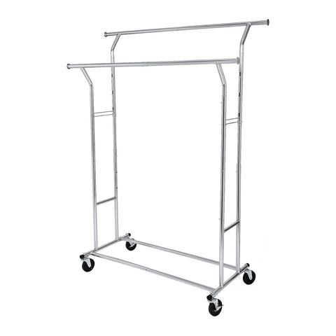 SONGMICS Metal Clothes Rack Stand on Wheels Heavy Duty Silver V227-8498402114080