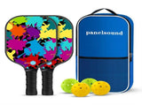PS Series Colorful Textured Fiberglass Pickleball Paddles Set with 2 Rackets, 4 Balls and Portable V888-ELOSUNG55145-7