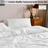 Dickies Cotton Waffle Texture Quilt Cover Set White Queen V442-SIM-QUILTCS-WAFFLE-WHITE-QS