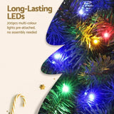 Jingle Jollys 1.8M Pre-lit Christmas Tree 8 Mode Multi Colour 200 LED Light Xmas XM-TR-SLIM-6FT-MC