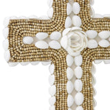 Handcrafted Shell & Narrow Weave Border Wall Hanging Cross 30x3cm V637-33795CRS