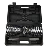 30KG Chrome Dumbbell Set Weight Dumbbells Home Gym Training Fitness BarBell Case V610-GYM-DUM-30KG-SIL
