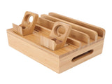Bamboo Charging Station Multifunction 5 Ports Charging Station Rack for Phones Tablets Watches V1294-YM0626-3117220280112
