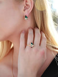 Infinity Love Heart Birthstone Earrings for Women, Crystal Stud Earrings with Healing Stones, V1164-325818