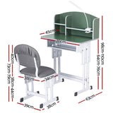 Keezi Kids Study Desk Chair Set Adjustable Ergonomic Table LED Lamp Green KTC-A-STU-BS-GN