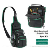Crossbody Tool Storage Shoulder Bag in Fabric, Sling Tool Bag with Top Handle, Front Pocket V1369-AZ3-W-14027