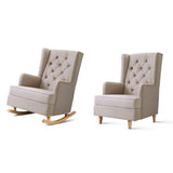 Artiss Rocking Chair Armchair Linen Fabric Beige Gaia UPHO-C-AVAN-KD-BG-AB
