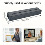 Portable A4 Thermal Printer with Bluetooth Wireless Connectivity, Inkless Printing for Home, Office, V1341-ZY-Q76H88M3-BLACK