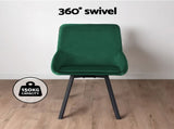 Artiss Dining Chairs Set of 4 Velvet Swivel Base Green DINING-B-C03-VEL-GNX4