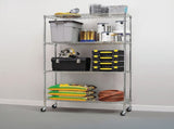 Modular Wire Storage 120x60cm Steel Shelving Chrome With Wheels For Garage Warehouse Or Kitchen V63-841341