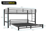 KINGSTON SLUMBER Metal Single Loft Bed And Double Underbed Frame, Multifunctional, Space Saving with V219-BEDBBBKSL8GA
