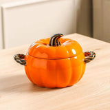 Mini Dutch Oven, Yellow Pumpkin-Shaped Ceramic Casserole with Lid, Versatile Baking and Serving Dish V1370-AZ4-17284