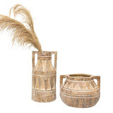 Aged Tribal Style Decorative Urn / Dried Flower Vase 46cm V637-91260VSE