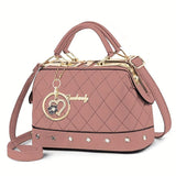 Women'S Handbag Quilted Handbag Studded Handbag Black Handbag Gold Toned - Purple - Size 25-13-16 V1347-945-61558-PUR-25-13-16