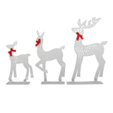 3pcs Lighted Christmasation Deer Home Warm White Light Iron LED Reindeer Family Set Tabletop V1294-YM0710-3115230130012