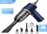 4-in1 Blue Wireless Compact Handheld Car Vacuum Cleaner & Air Duster with 5 Nozzles/Brushes- 15000 V888-ELOSUNG42059