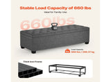 Storage Ottoman Bench, Button-Tufted End of Bed Bench with Side Bags, Flip-up Upholstered Storage V952-BYWSZYXTK404GT90L001V0
