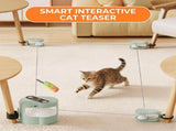 Interactive Rolling Cat Toy with Feather Wand Attachment Auto-Moving Self-Play Ball for Indoor V1341-ZY-GR3KVJBY-GREEN