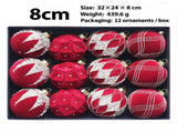 8cm Flocked Christmas Balls Ornament Set with Rhinestones and Glitter, 12-Piece Holiday Hanging V1341-ZY-EMHWH3XR-BEIGE