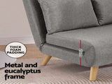 Artiss Sofa Bed 2 Seater Convertible Couch Recliner Lounge Chair Linen SBED-E-FLD01-2S-GY