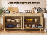 Artiss Buffet Sideboard Cabinet Kitchen Storage Cupboard Marble 2 Drawers Pine FUR-Z-SID140-WD-AB