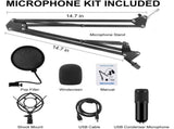 USB Gaming Microphone Streaming Podcast PC Microphone Condenser Mic Kit with Flexible Arm for Gaming V1192-AZ-W-31931
