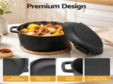 5-Star Chef 5L 2-In-1 Pre-Seasoned Cast Iron Dutch Oven Pot with Lid and Dual Handles for Sourdough DTO-POT-2IN1-BK
