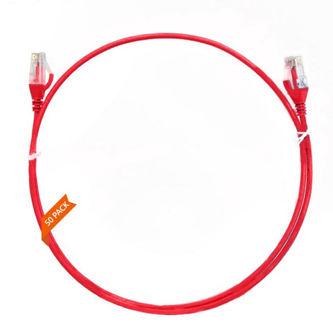 0.15m CAT6 Ultra Thin LSZH Ethernet Network Cable  50 Pack Red 004.004.1000.50PACK
