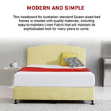 Linen Fabric Queen Bed Curved Headboard Bedhead - Sulfur Yellow V63-839801