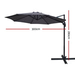 Instahut 3m Outdoor Umbrella Cantilever 360 Degree Tilt Beach Roma Charcoal UMB-ROMA-8RIB-CO