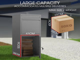 FORTIA Freestanding Parcel Post Box Letterbox, Letter Slot, Woodland Grey V219-STRLTBFOFD4A