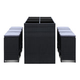 Gardeon 7-Piece Outdoor Bar Set Dining Table Stools Wicker Patio Setting FF-BARSET-BK-7ABC