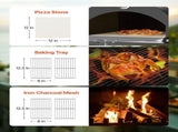 Outdoor Pizza Oven, 12" Pellet Fire Ovens, 2-Layer Pizza Oven Wood Fired, Wood Burning Outdoor V952-LSPSLHS458X48H85L001V0