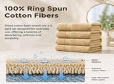 Bath Towel Set 4-Pack Beige 500 GSM Ring-Spun Cotton Towels V63-957791