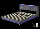 Levede Double Bed Frame Gas Lift LED Light BF1065-D