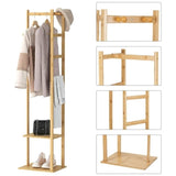 EKKIO Bamboo Clothing Rack with 3 Hanger Hooks V227-2997162003560