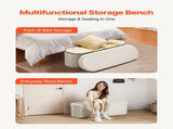 Oval Storage Ottoman Bench, Foldable Teddy Fleece End of Bed Bench, Folding Upholstered Bed Ottoman V952-BYWSZYKZDK40BI0GO001V0