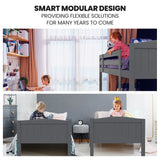 KINGSTON SLUMBER Single Bunk Bed Frame, Solid Pine 2-in-1 Modular Design Convert to 2 Single Beds, V219-BEDSBBKS03GA