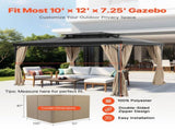 Gazebo Curtains Outdoor, 12' x 10' x 7.3' Gazebos, 4-Panel Sidewall Gazebo Privacy Curtains with V952-SMLTCL12FT10QF3IIV0